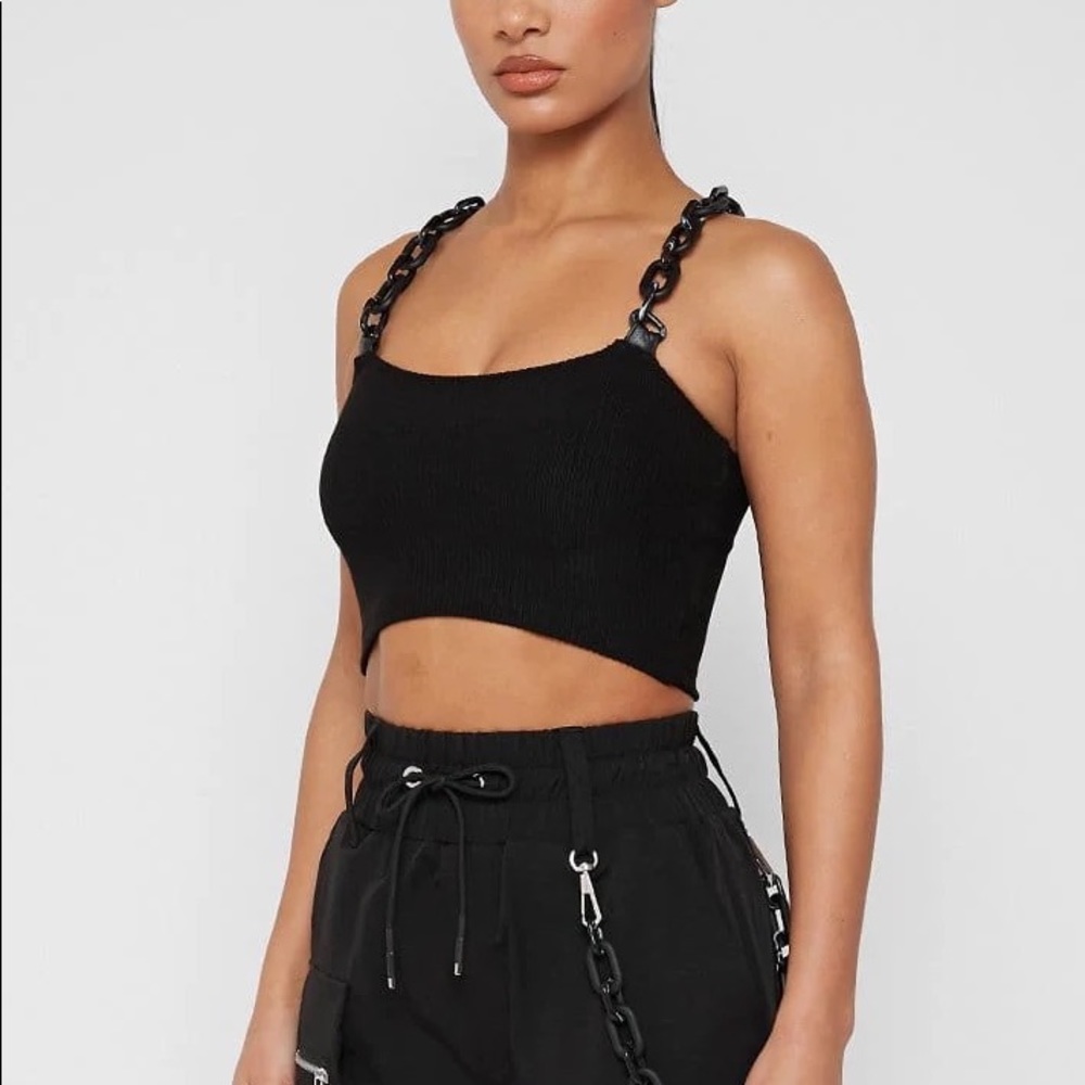 Black chained crop top